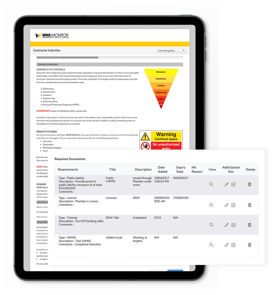 Contractor induction requirements
